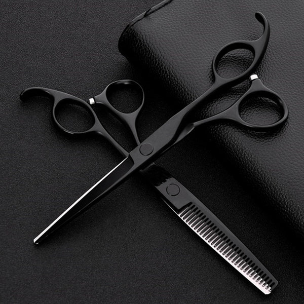 Black Steel 440 6 in Hair Shears Cutting Set